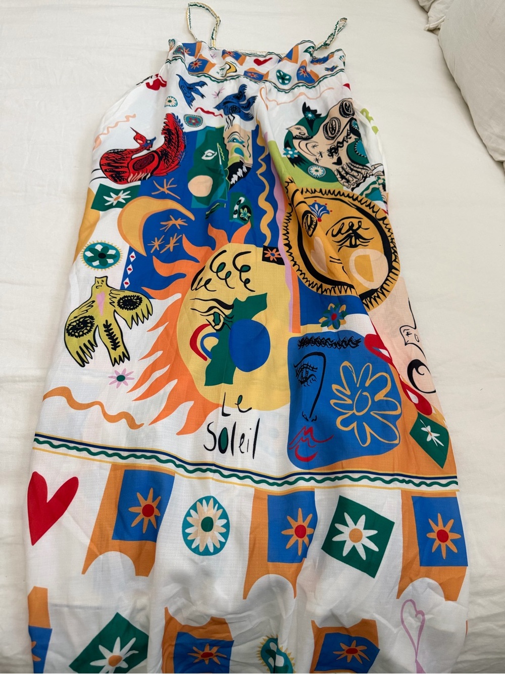 Colorful Soleil Print Maxi Dress - White Multi